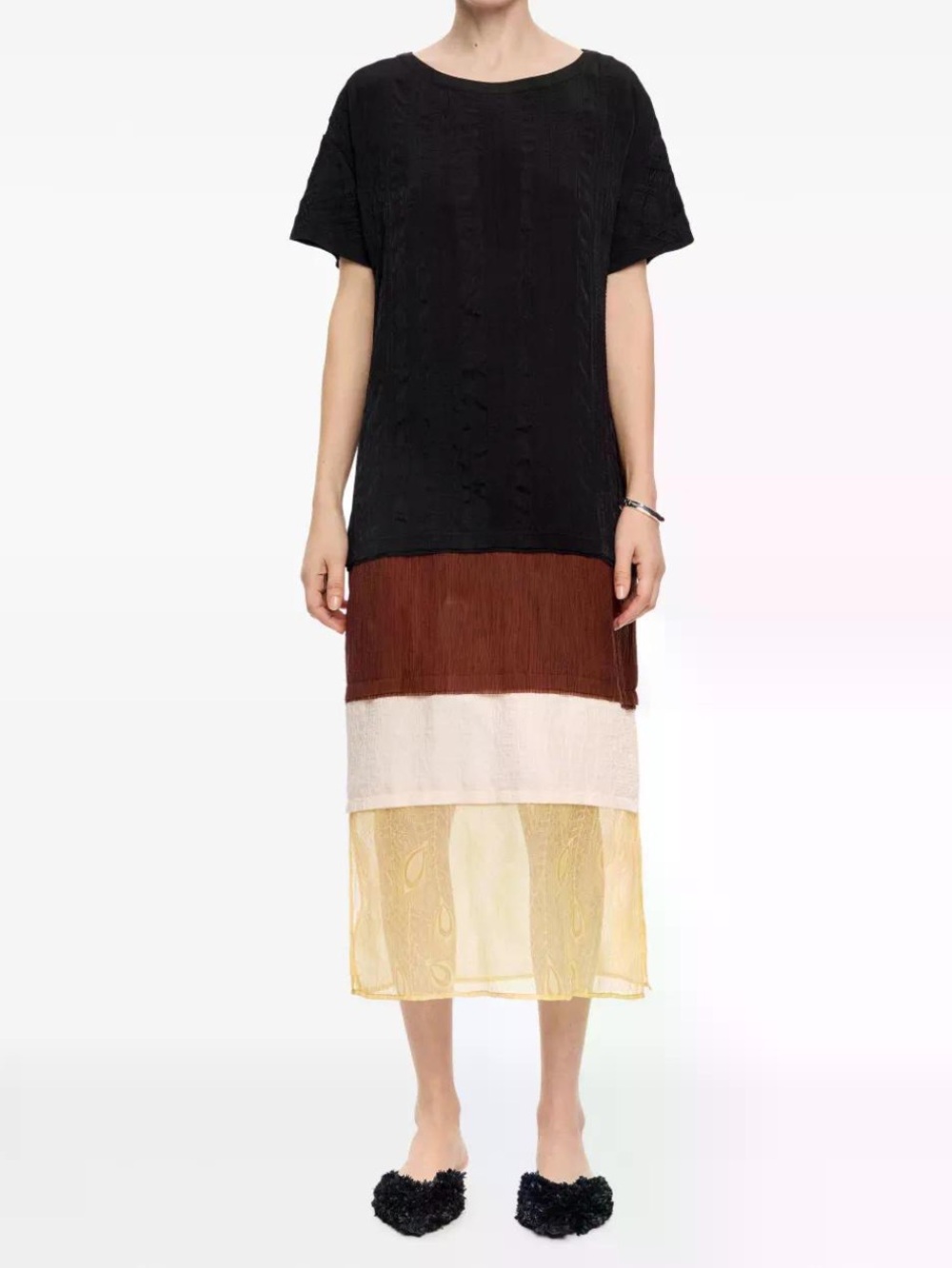 Women’s Colorblock Midi Dress with Black Top